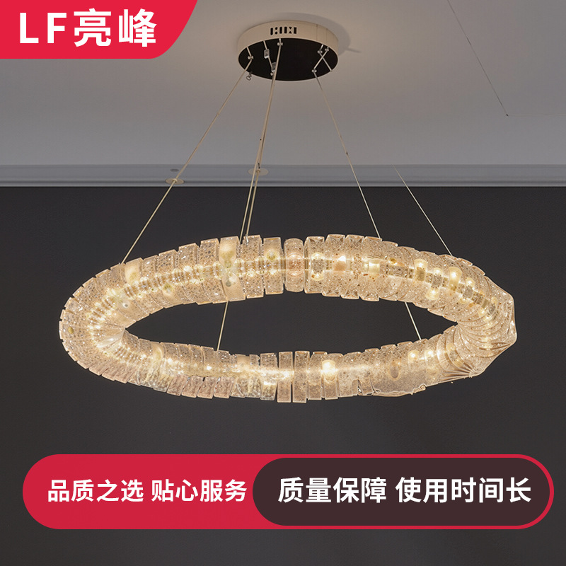 北欧新款大气简约复式水晶灯别墅客厅方块创意轻奢led水晶吊灯