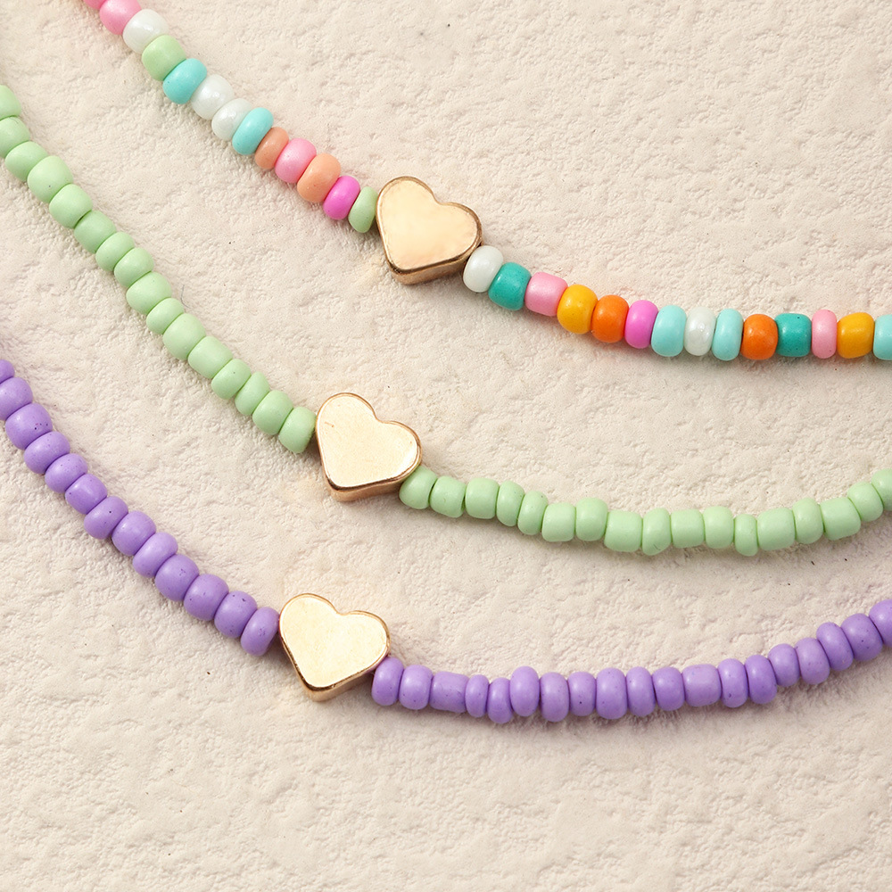 Wholesale Jewelry Colorful Beaded Heart Necklace Set Nihaojewelry display picture 5
