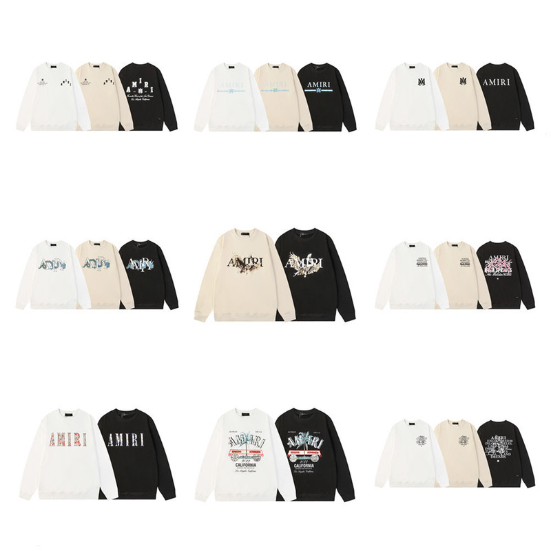 Cross-border European and American fashion brand amri micro logo letters dragon angel eagle round neck sweater men's and women's high street long sleeve jacket Cross-border European and American fashion brand amri micro logo letters dragon angel eagle round neck sweater men's and women's high street long sleeve jacket