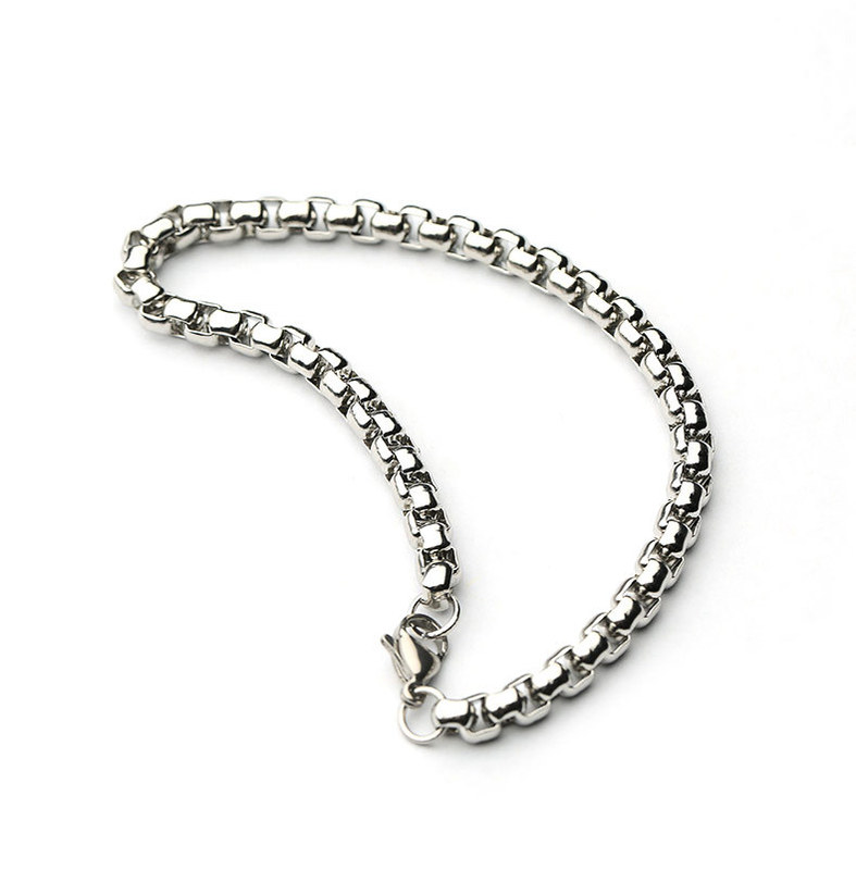 Square pearl titanium steel bracelet men's and women's jewelry multi-size factory wholesale strength stores