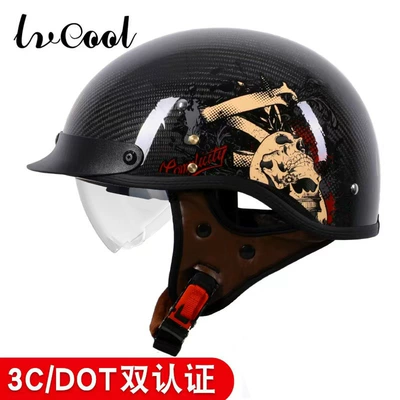 Carbon Fiber Motorcycle Helmet for Motosiklet kaskı (dəbilqə) - 112-carbon-fiber-bright-black-myth-with-transparent-lenses-2xl