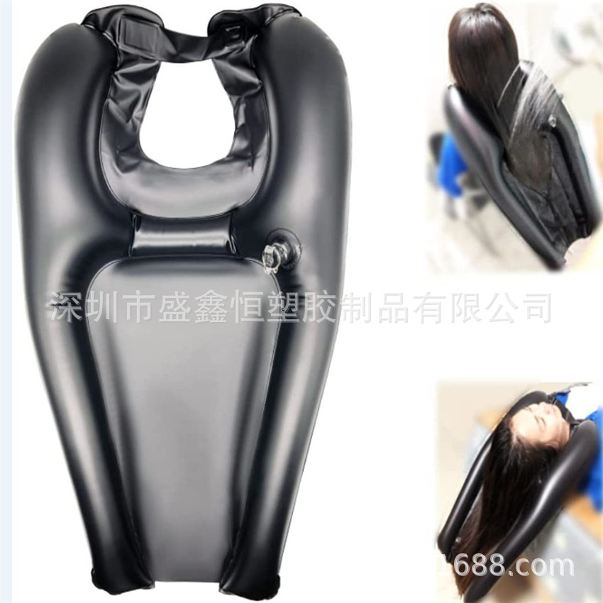 跨境畅销充气pvc洗头盆躺式移动洗头垫便携折叠漏斗式护耳洗头垫