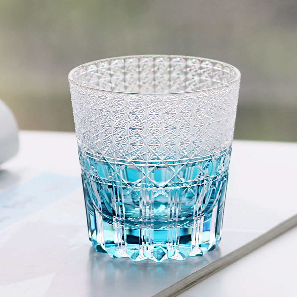 Taza de cristal Edo Kiriko, taza de whisky hecha a mano, taza de vino tinto, taza de vino extranjero de alta gama, taza de vidrio para el hogar, caja de regalo
