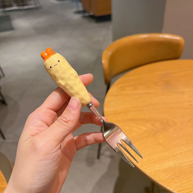 かわいい動物の箸とスプーンセットステンレス鋼学生一人用子供用フォーク食器ポータブル収納ボックス|undefined