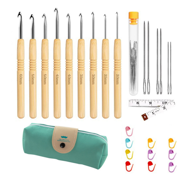 Amazon crochet traje color TPR suave mango de aluminio crochet combinación DIY lana tejer crochet barba bolsa traje