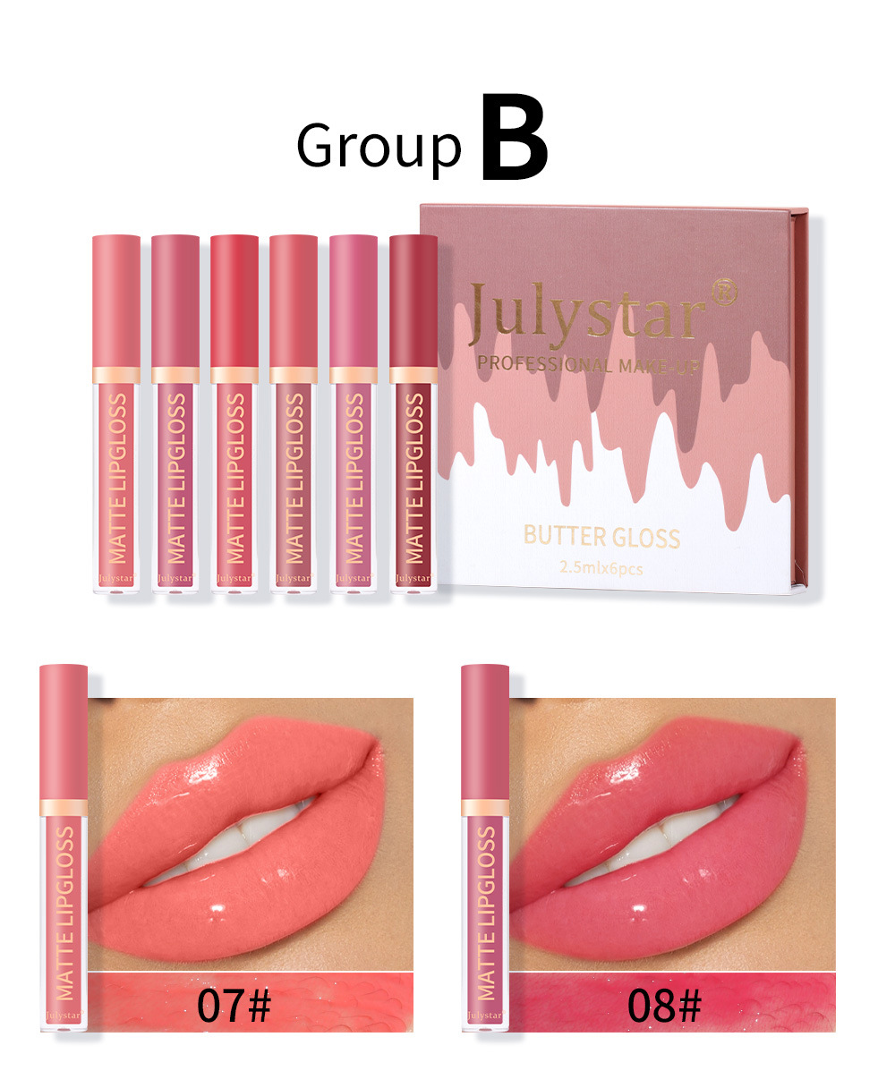 European and American makeup long-lasting moisturizing non-fading lip gloss set box, water light mirror Dudu Lip gloss set, Amazon wholesale undefined