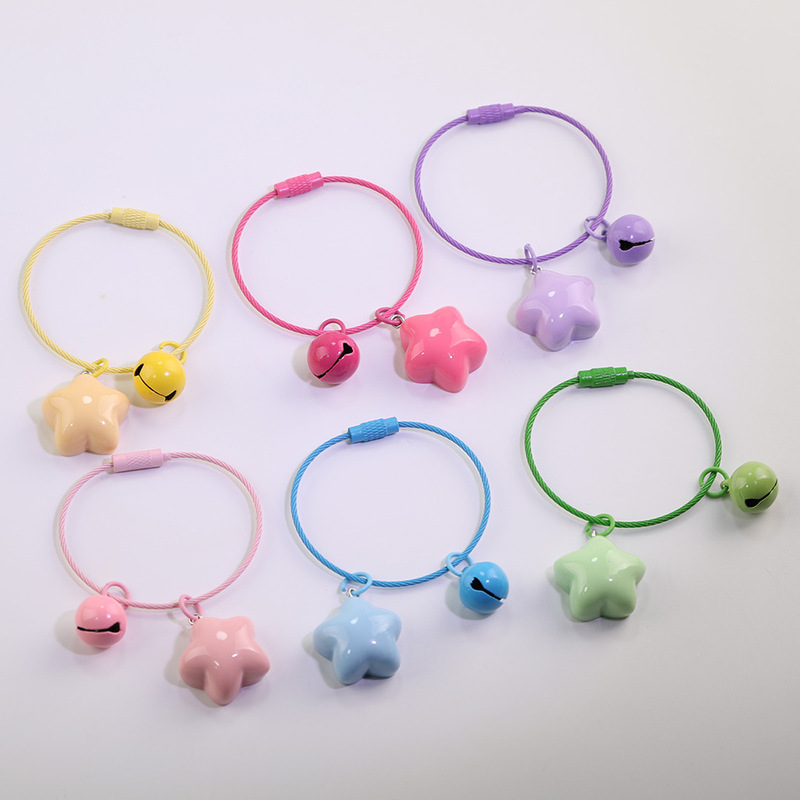 Colorful Cartoon Fat Star Wire Ring Keychain DIY Handmade Bag Decoration Bead Pendant Accessories Small Parts