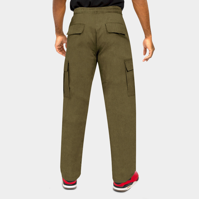 2023 men's summer new tooling corduroy trousers Europe and the United States cross-border loose multi-bag casual straight trousers men_voghion.com