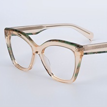 外贸新款拼色厚板材眼镜框异形个性时尚眼镜高档小众设计近视眼镜