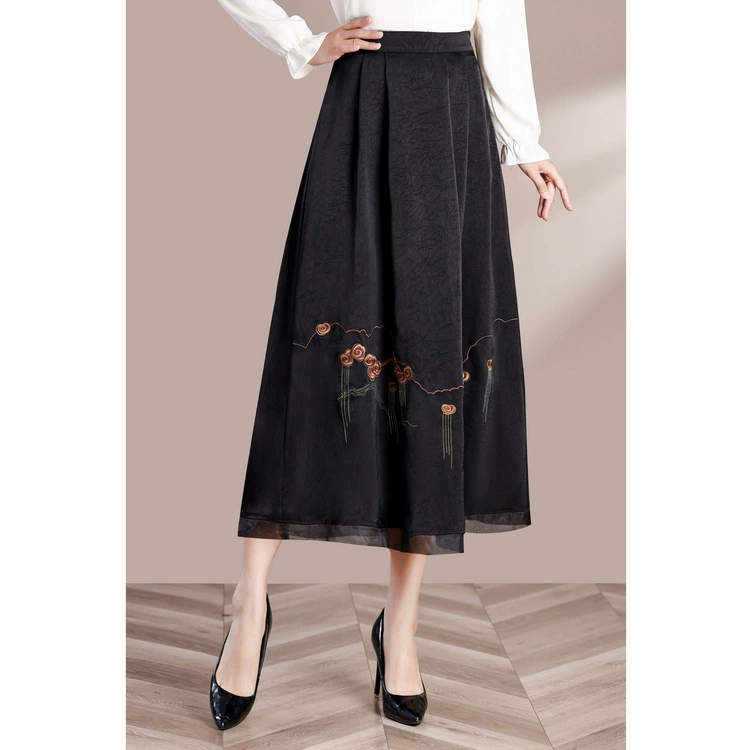 Новая юбка в китайском стиле для женщин, летняя новинка, юбка-танг для женщин среднего возраста, ретро-элегантная юбка.