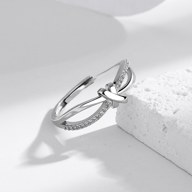 Daily Occasion 925 Sterling Silver Material 925 Sterling Silver Cross Adjustable Ring