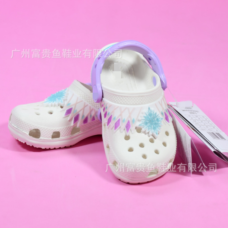 2025 New Summer Ice and Snow Princess Croc Shoes Children's Beach Shoes Non-Slip Sandals Cute Princess Style Slippers