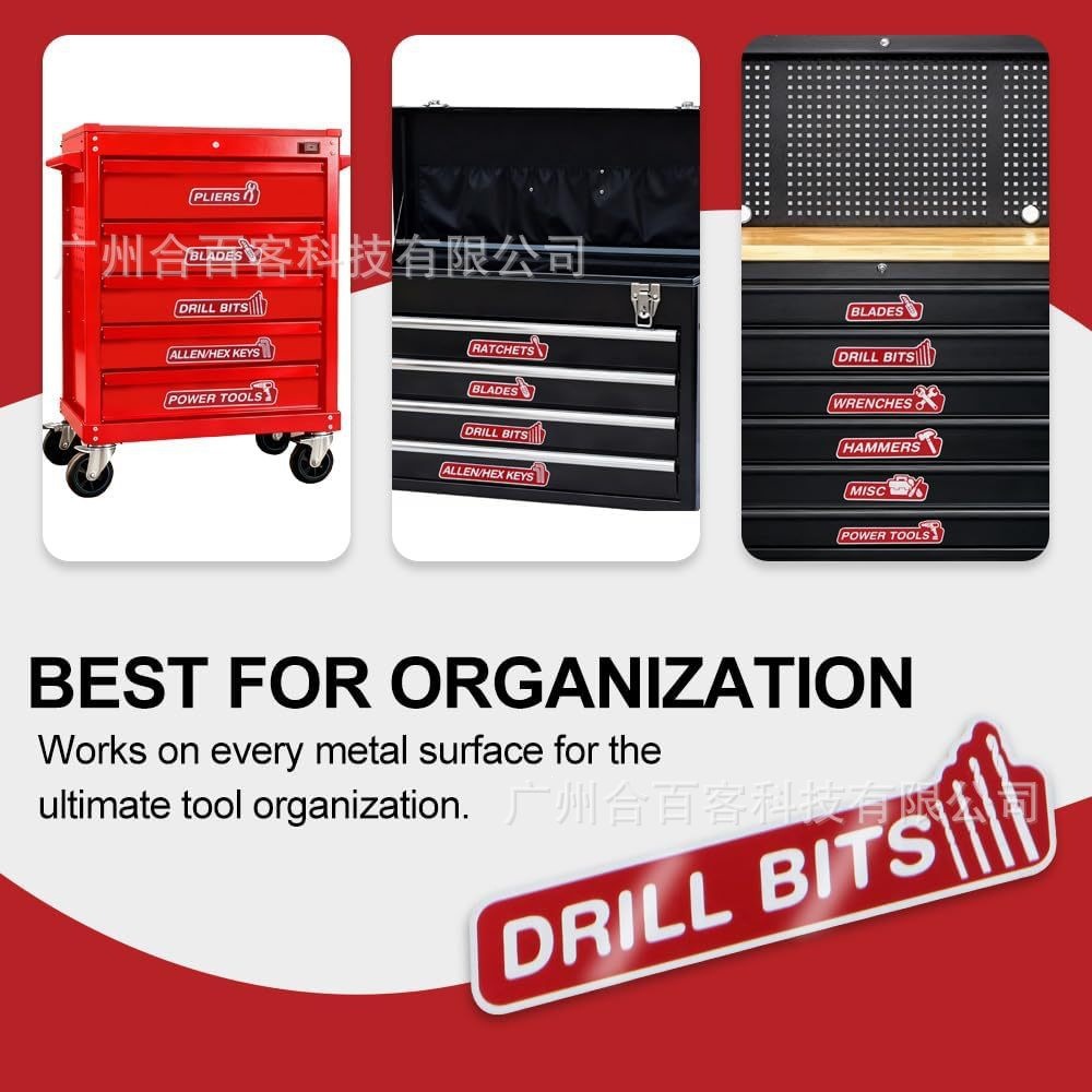 Cross-Border Best-Selling Car Toolbox Label Magnets, 12-Piece Set with Icon Toolbox Magnet Labels