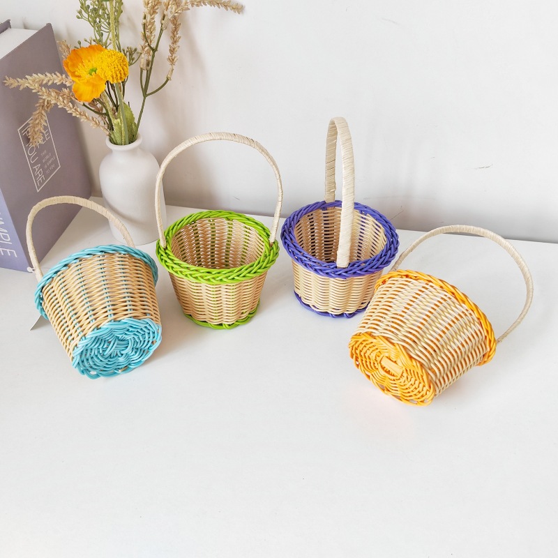 New hand-held flower basket cosmetics storage basket rattan basket little monster storage frame cute basket souvenir