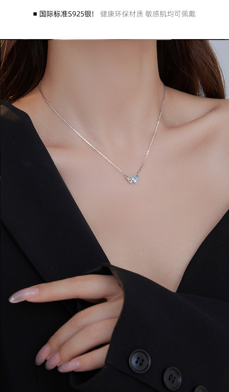 925 Silver Animal Butterfly Colorful Zircon Valentine'S Day Mother'S Day Necklace display picture 11