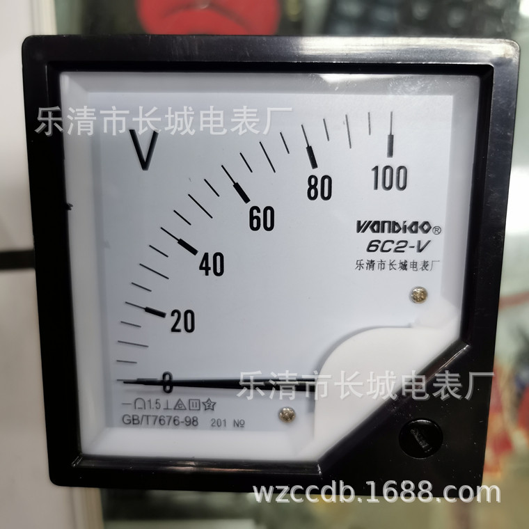供应长城电表厂 6C2  100V 直流电压表 80X880 指针式
