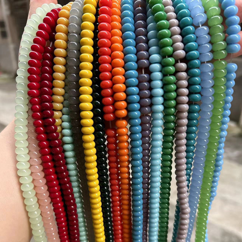 Wholesale glass 5*8mm wheel beads abacus beads loose beads solid color spacer spacer gasket diy perforated beaded accessories