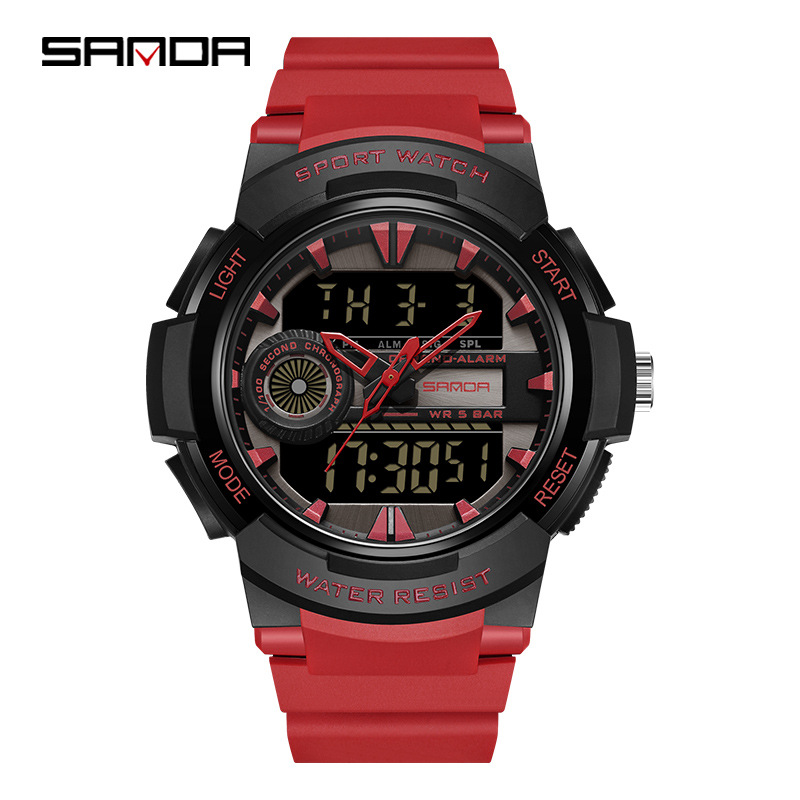 Sanda reloj nuevo 6082 reloj de moda Corea del Sur casual simple reloj deportivo multifuncional reloj electrónico