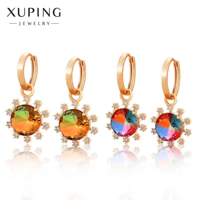 Joyería de Xuling pendientes de girasol de moda europea y americana elegante largo artificial colorido tesoro pendientes en línea celebridad pendientes personalizados para las mujeres