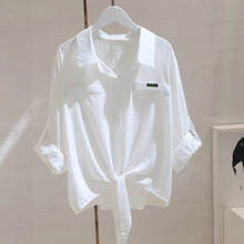 春装长袖雪纺衬衫女2025春季新款女装衬衣设计感女士下摆打结上衣