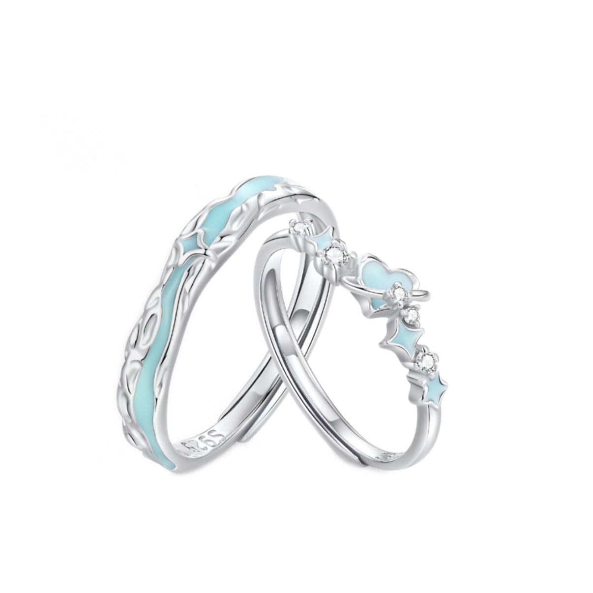 S925 Sterling Silver Romantic and Elegant Couple Ring Light Year Realm Pair Ring Fashionable Accessible Luxury Simple Men and Women Same Style Ring