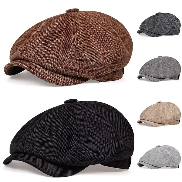 Linen Spring and Summer Men's Beret Hat, Artist Hat, Breathable Retro Thin Style