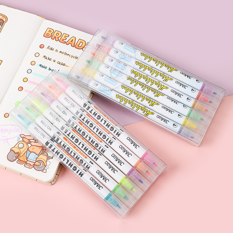 Polar dibujo color resaltador de doble cabeza marcado pluma estudiantes utilizan lectura clave para hacer notas Morandi marcado pluma