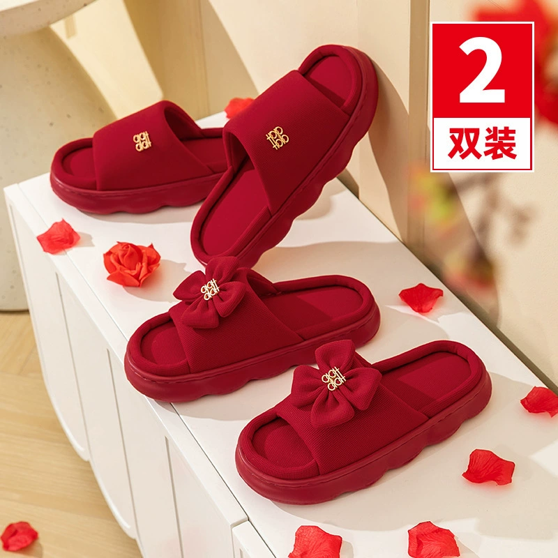 Свадебные тапочки праздничные красные пары свадебное приданое свадебный номер свадебные туфли