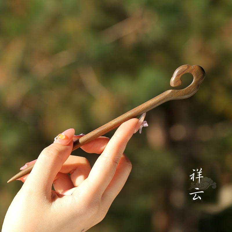 Xiangyun horquilla estilo antiguo simple diario de alto grado updo horquilla de madera nuevo estilo chino accesorios para el cabello palillos de ébano al por mayor