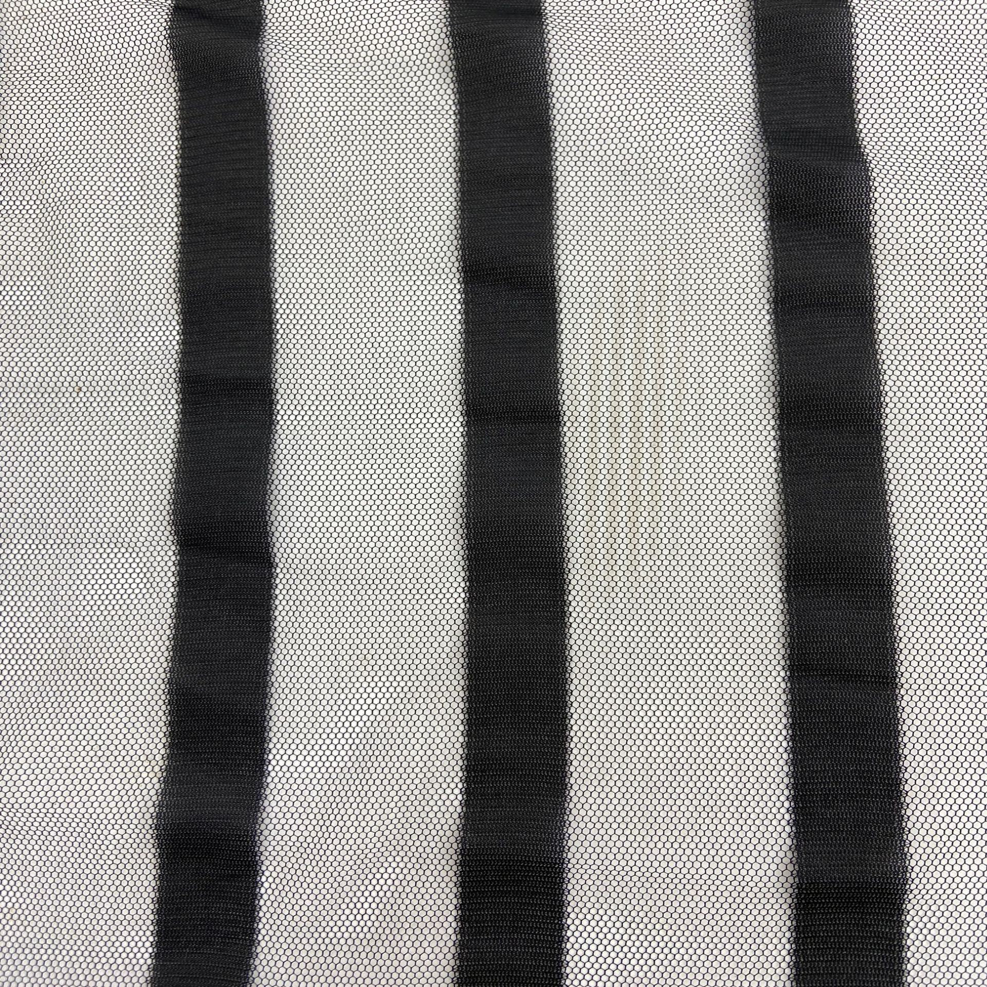 厂家直销针织提花小窄条子网布六角底竖条网眼布涤纶横条薄纱条纹