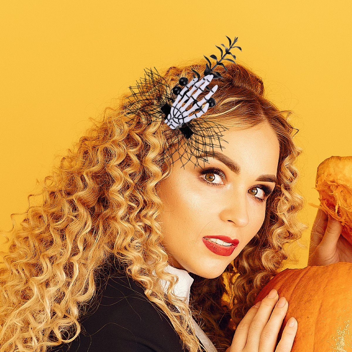 Nueva horquilla de Halloween, malla, mano fantasma, pinza BB, fiesta del festival fantasma, clip lateral de telaraña, tocado de mariposa negra, horquilla