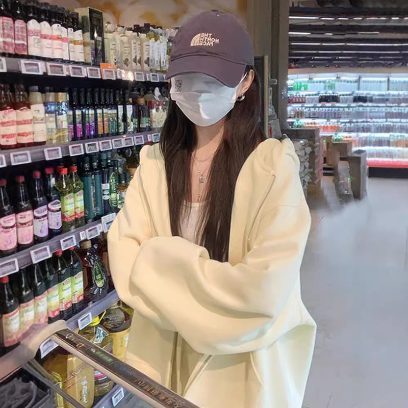 新型のパーカーのコートの女性の帽子と春と秋の冬の塩は怠惰な風のins潮とベルベットのゆったりしたカーディガンのファスナーの長袖です。|undefined