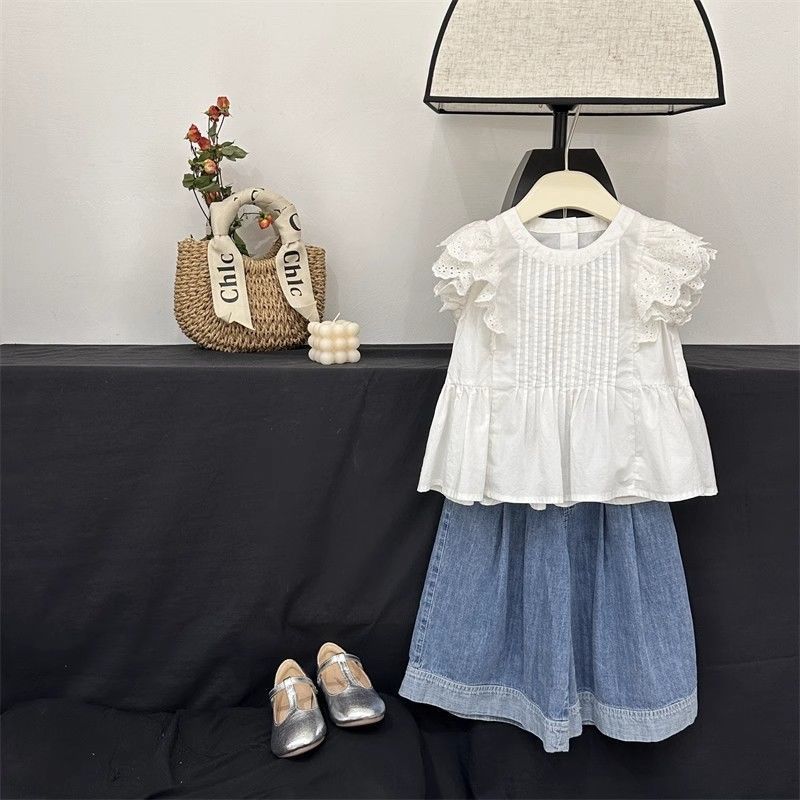 Pantalones vaqueros para niñas estilo fino de verano para niños pantalones anchos sueltos de estilo coreano pantalones casuales de verano para niñas pantalones de pierna recta marea image 4