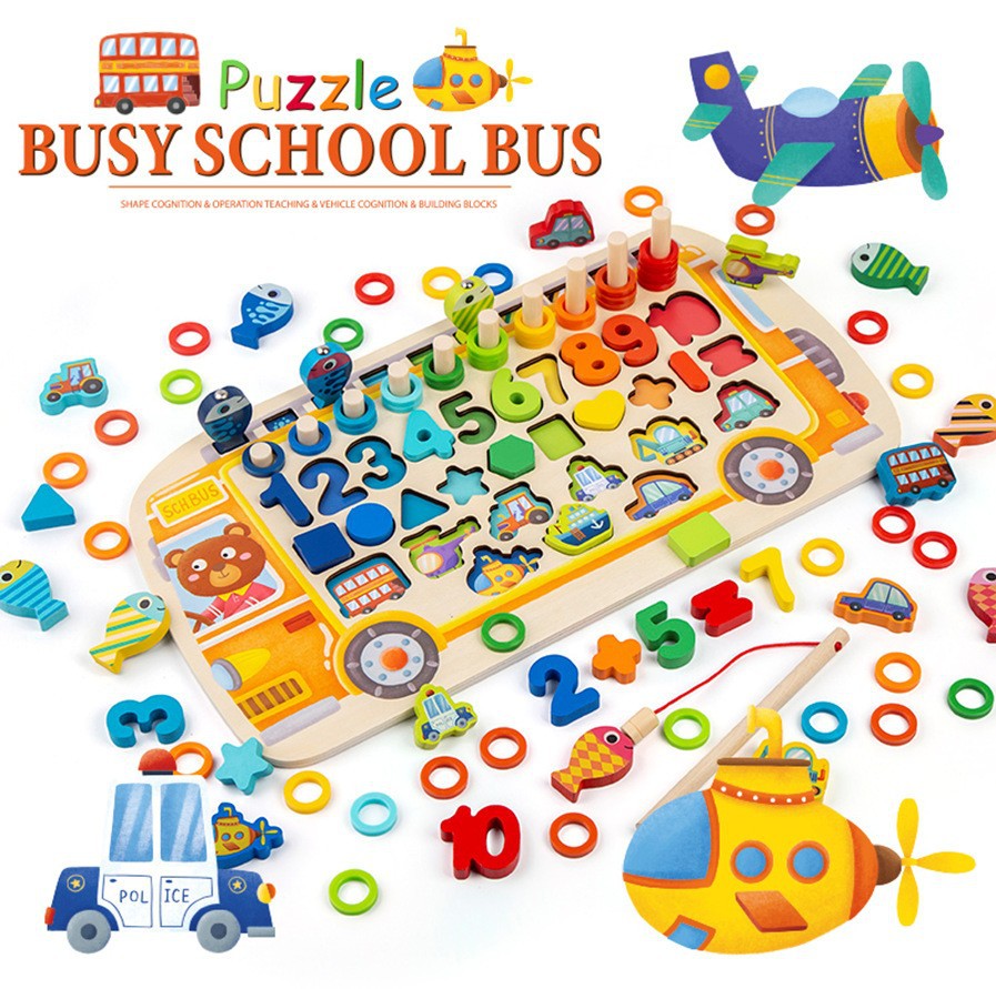 Juguetes de educación temprana para niños Tablero de números y letras siete en uno multifuncional Juego de pesca magnética de rompecabezas para bebés