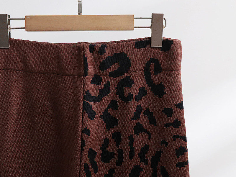 Women's Clothing autumn and winter new fashion suit leopard jacquard loose slim sweater wide leg pants knit two piece suit for women_voghion.com