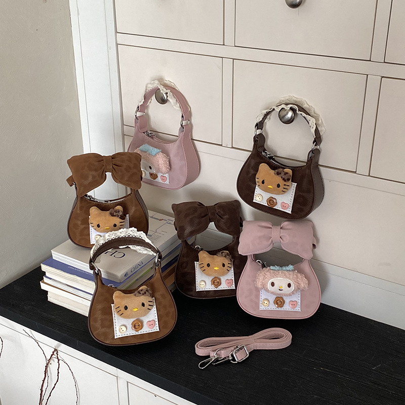 Bow-knot cartoon mini handbag for girls, Korean style, cute, fashionable, versatile, and a unique accessory; crossbody bag for children
