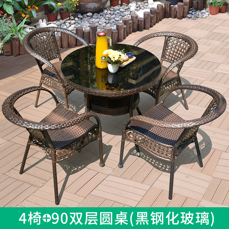 [핫셀링] 의자 4개 + 2층 원형테이블 90개 [무료쿠션]