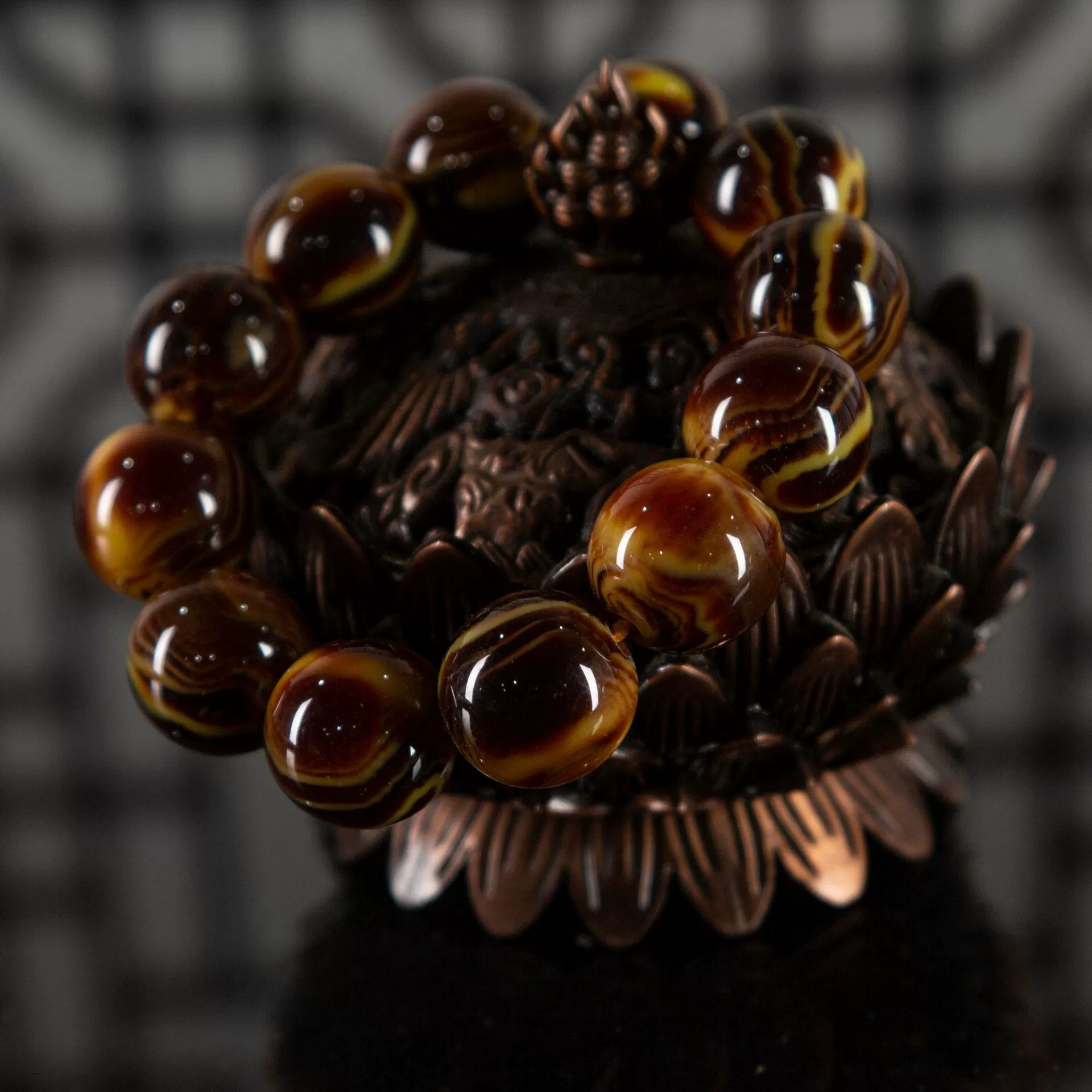 Onyx rosary with round beads jade wax agate, accessory