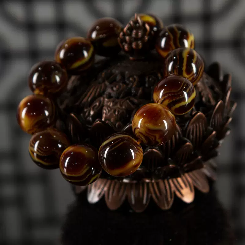 Onyx rosary with round beads jade wax agate, accessory