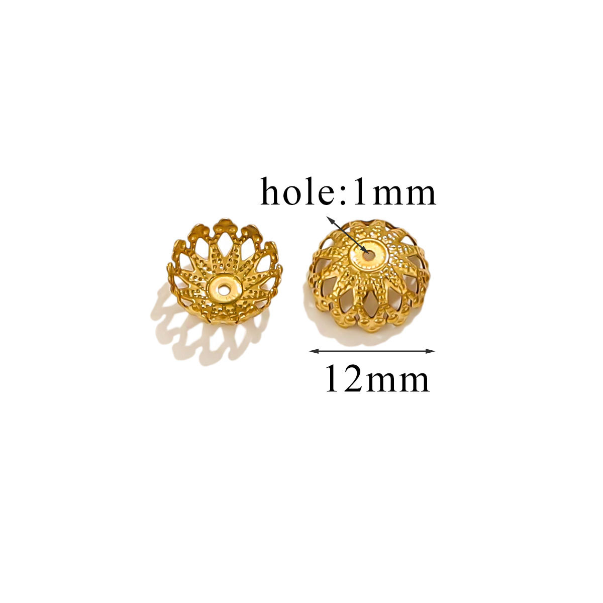 Petal de acero inoxidable sombrero de perlas 18K vacío chapado DIY collar pulsera joyería para hacer junta sombrero de perlas