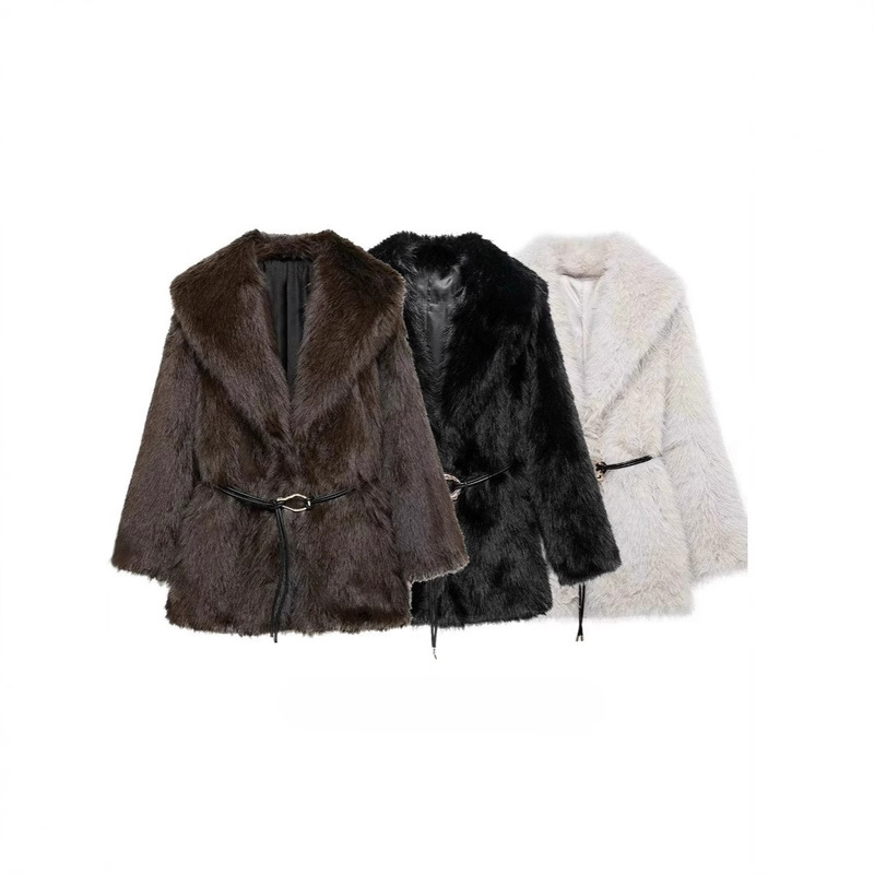 Cross-Border European and American Foreign Trade Amazon 2026 Winter Mid-Length Faux Fur Coat for Women, Plus Size, Elegant and Warm Overcoat