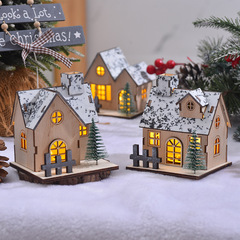 クリスマス置物クリスマス装飾発光小屋LED木製クリスマス小さな家クリスマスデスクトップ置物