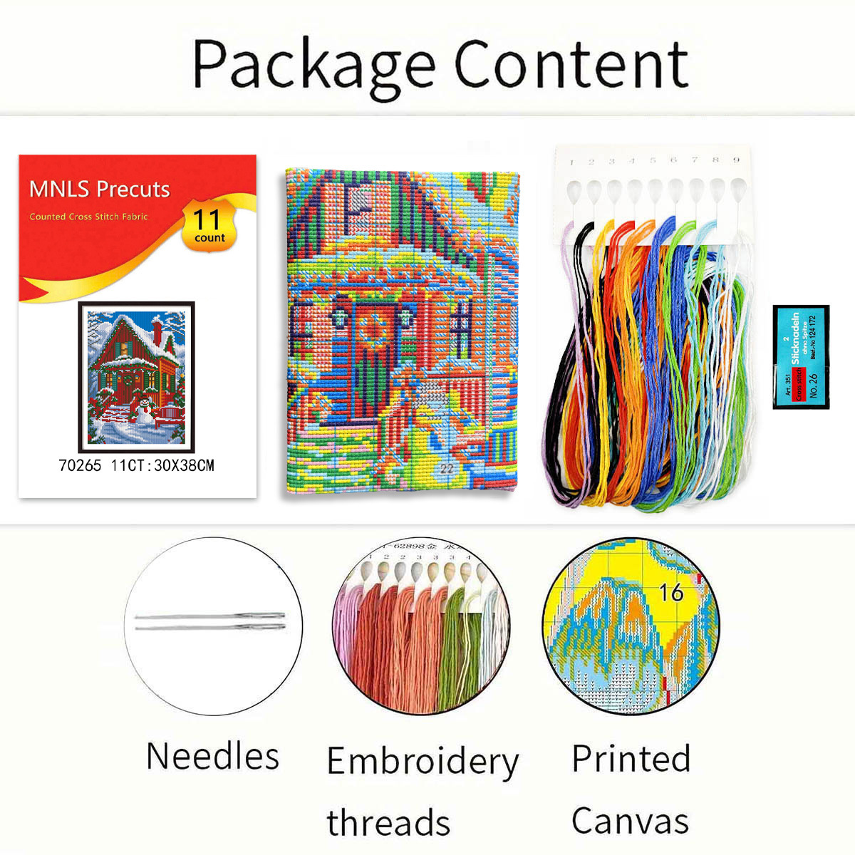 Ventas transfronterizas Amazon mayorista Navidad nuevo bordado cruzado Navidad casa roja paisaje de nieve Europa y América pintura decorativa de paisaje de nieve