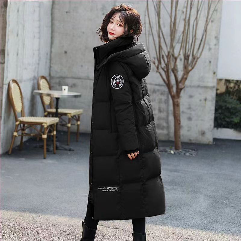 Brand long down jacket ladies 2024 winter new slim fit long knee-length white duck down explosion coat