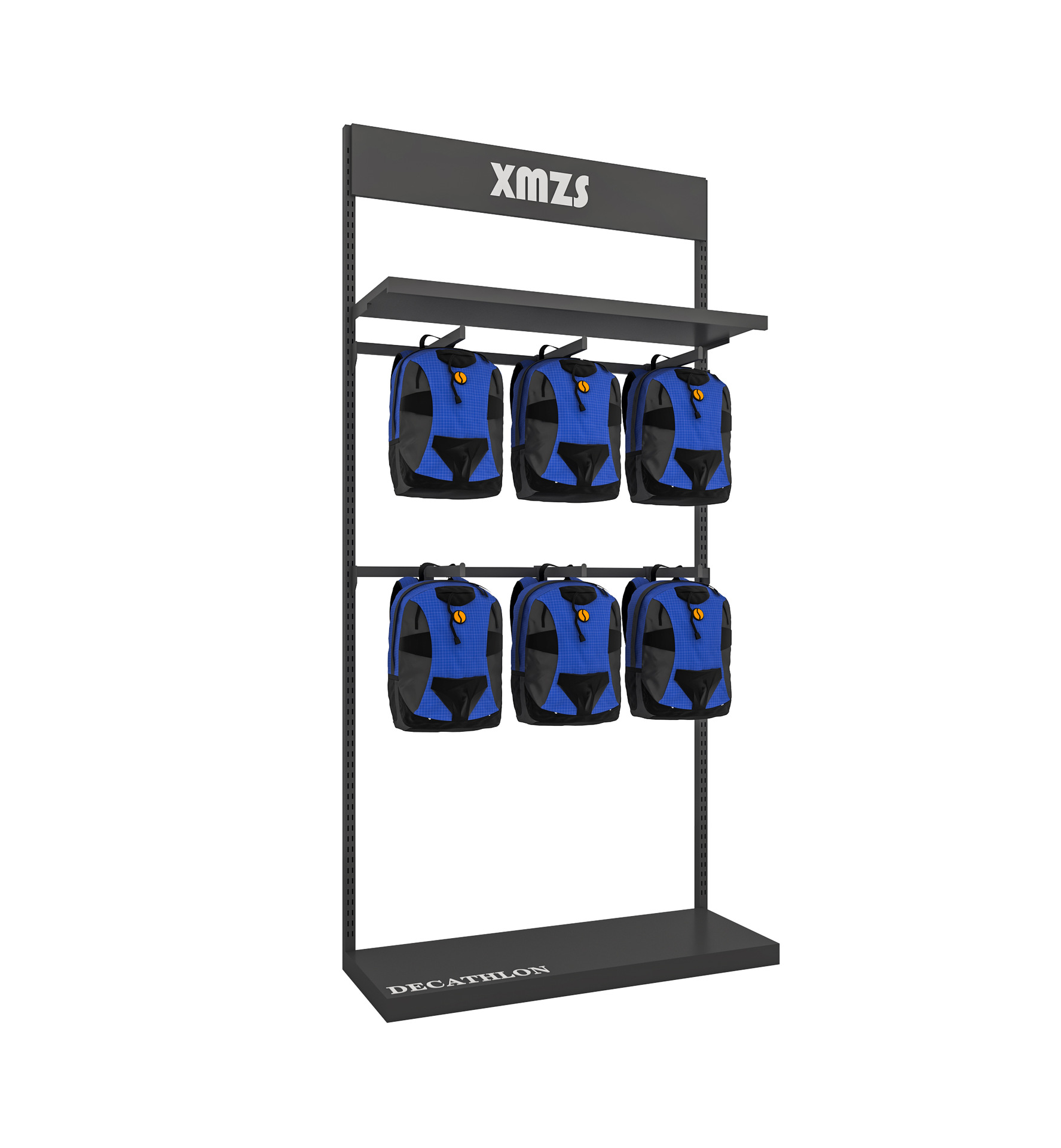 Tienda de nieve al aire libre de alto nivel, estante de exhibición de tienda de ropa, estante de exhibición retrógrado de doble capa móvil de tienda de ropa de hombre