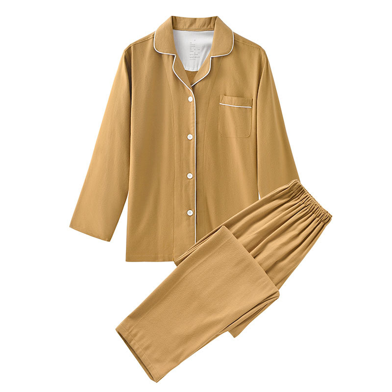Estilo japonés de franela no impresa hogar desgaste buen color sólido algodón pareja franela grueso Otoño e Invierno pijamas simple llano
