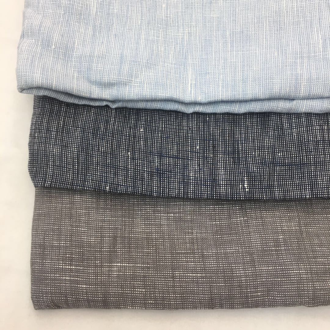 新艺新款热卖春夏纯亚麻面料 色织麻布 100%亚麻