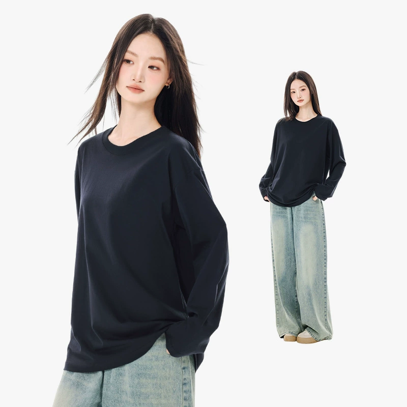 Новая сплошная хлопковая рубашка с длинными рукавами