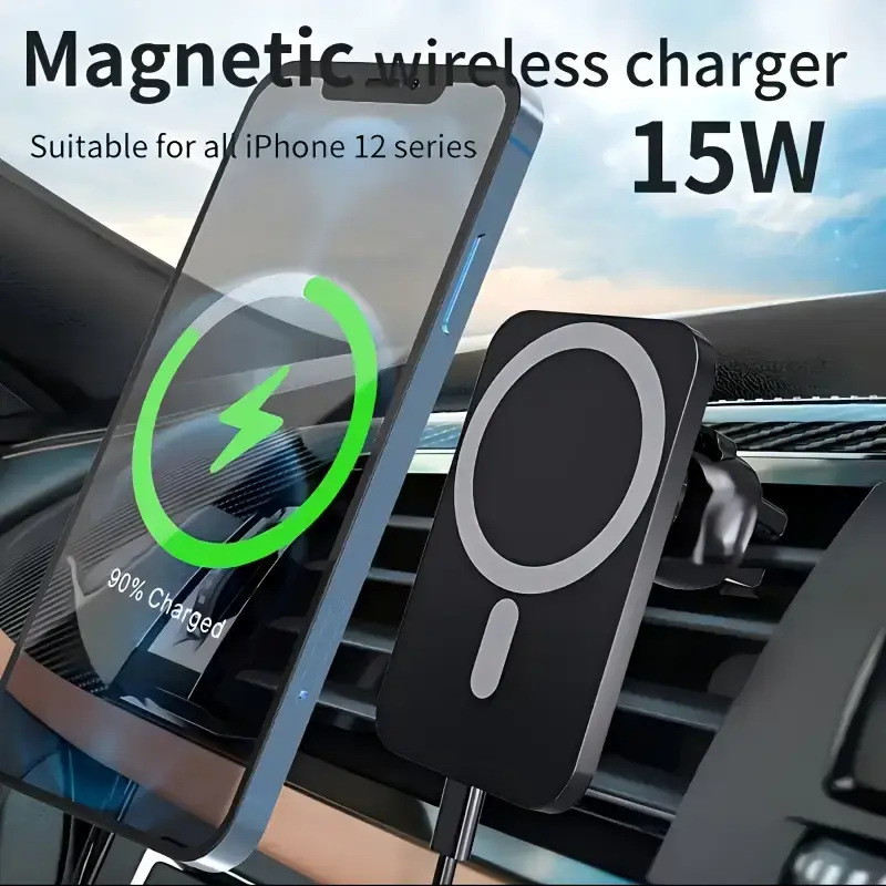 Magnetic Car Charging Smart Induction Air Vent Phone Holder Wireless Charger_voghion.com