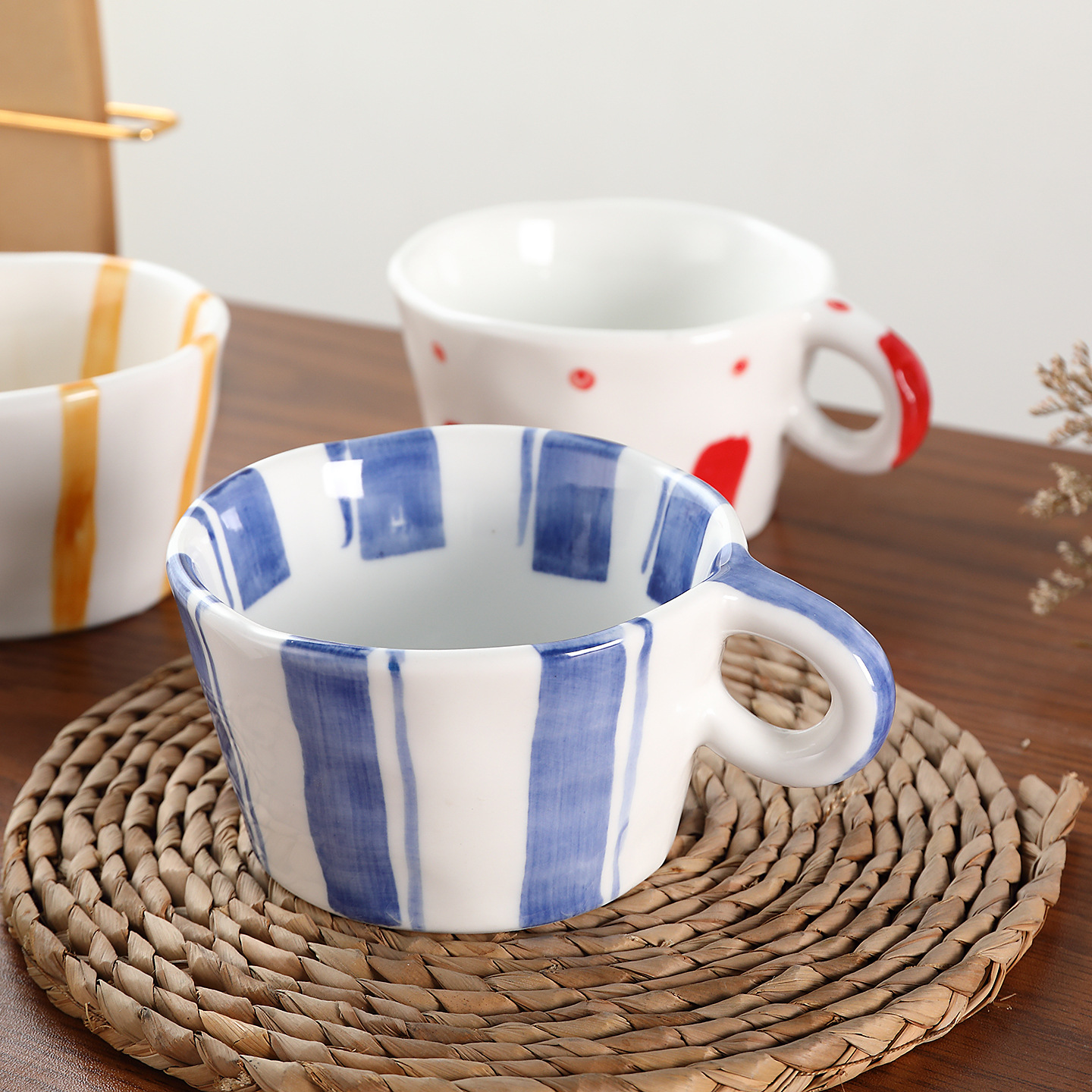 Japanese Retro Underglaze Ceramic Coffee Mug High-Value Latte Art Home Breakfast Office Water Cup_voghion.com